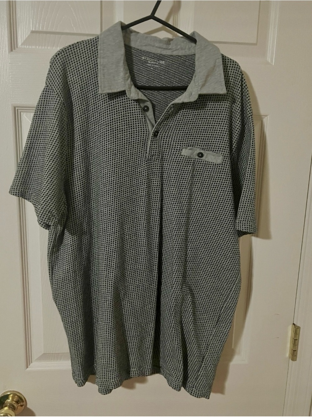Structure Men’s Grey Textured Short-Sleeve Polo
